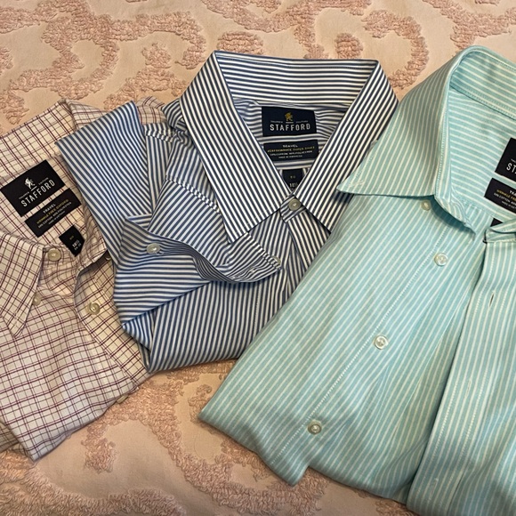FOUR Strafford men’s shirts. Long sleeve. 18 1/2 EUC 3 “Travel” 1 “executive” - Picture 3 of 6
